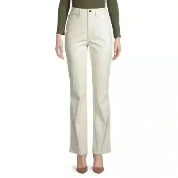 WeWoreWhat Ivory High Waist Croc Ankle Flare Pants‎ Size 24 - Picture 1 of 9
